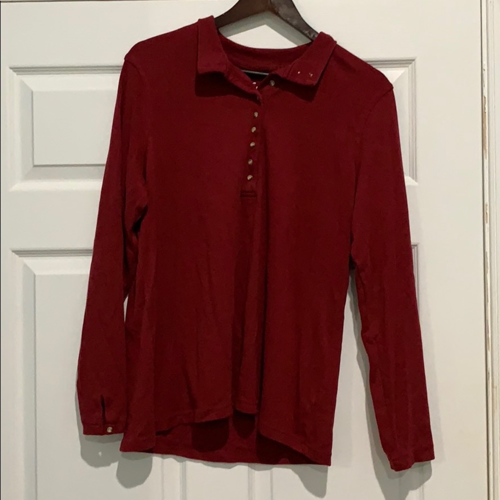 Dark Red Long Sleeved Henley